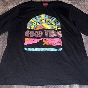 Rock & Roll Cowgirl Black 'Good Vibes' Long Sleeve Tee